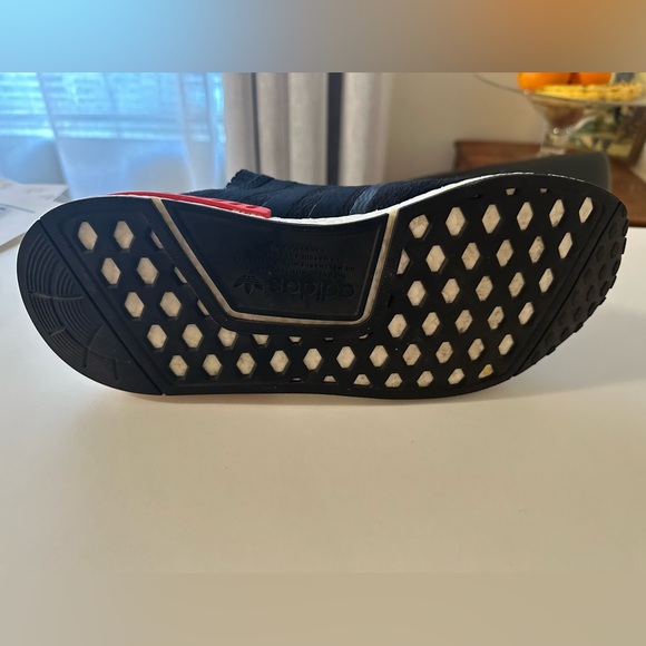Adidas NMD R1 Primeknit OG "Black/Red/Blue" sneakers, Size US10 - Picture 7 of 10